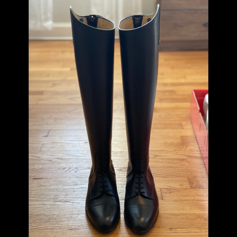 New Sergio Grasso Bergamo Black Riding Boots Tall Rounded Toe Size 8.5 US 39 EUR